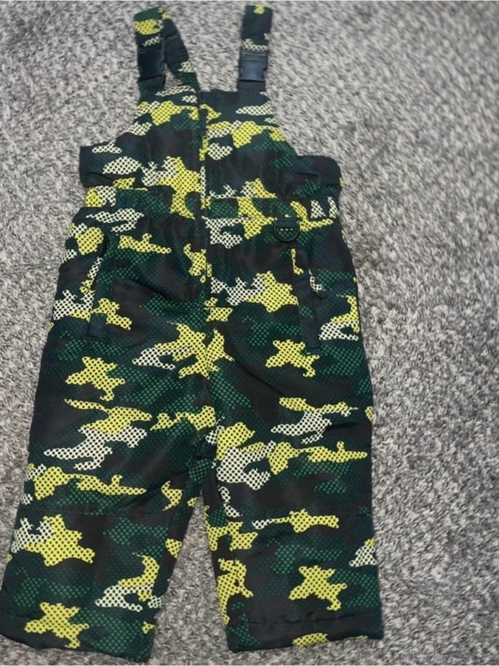 Kids Camouflage Snow Overalls - Green/Yellow